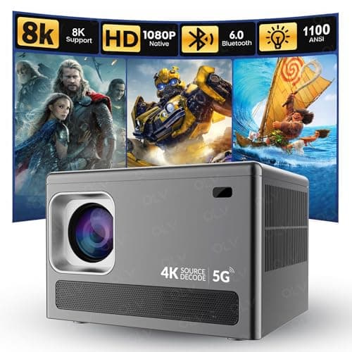 OLV Portable Smart Mini Projector for Room 8K Input, 4K Supported, Android 13, WiFi 5, Bluetooth 6.0, 3W Speaker, HDMI, USB Support, Compatible with TV Stick/Windows/iOS/Android Home Theatre Projector