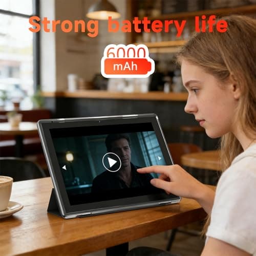 WUIUHOU 10.1 Inch Android 15 Tablet, 8GB RAM 32GB Storage, HD IPS Display, 5G WiFi 6,6000mAh Battery, Dual Camera for Video Call, Tab with Case & Stylus Pen for Work/Study Tablet with case (Black) 5