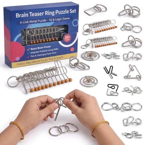 Craveon 20 Piece Metal Wire Brain Teaser Puzzle Set, IQ Logic Game for Kids & Adults 3