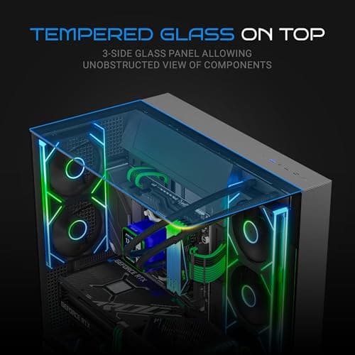 Ant Esports Crystal Arc Pro Mid-Tower Computer Case/Gaming Cabinet - Black |Curved Front Glass | Support ATX, Micro-ATX, Mini-ITX | Pre-Installed 2(240mm,360mm) Mono Frame Fans 2