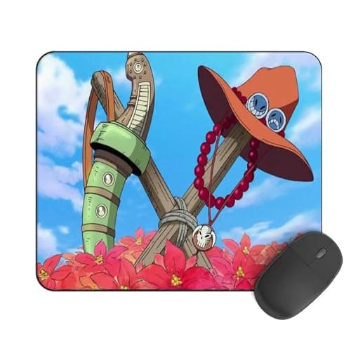Kirmada Gaming Mouse Pad - White Beard and Ace Grave (One Piece) Non-Slip Rubber Base - Durable, Smooth Surface, Ergonomic Design - Easy to Clean -Small Size for Mackbook,Laptop,Desktop