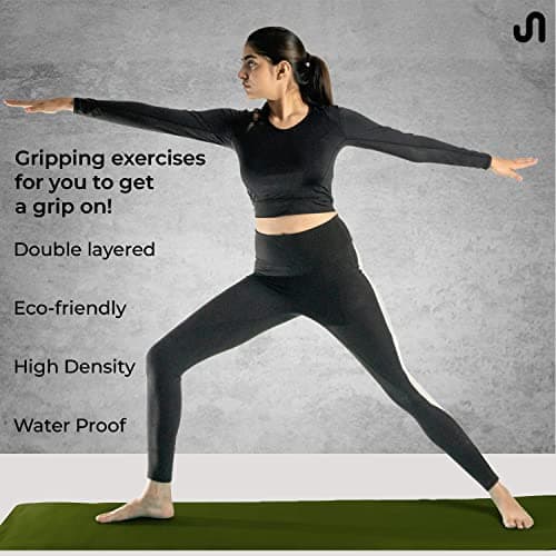 Bodyband Yoga Mat for Women and Men 4mm with Carry Strap EVA Material Extra Thick Exercise Mat for Workout Yoga Fitness Pilates and Meditation, Anti Tear Anti Slip For Home & Gym Use - Army Green 4