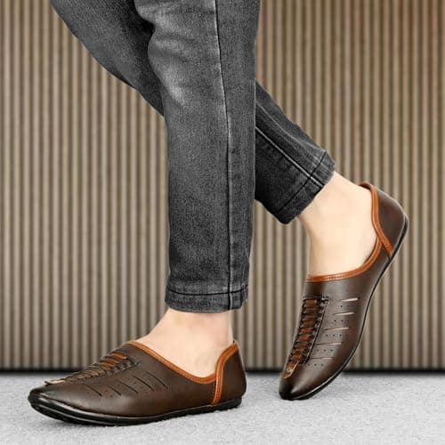 FAXIAN Men's Brown Synthetic Slip_On Comfortable/Attractive & Ethnic Nagra Juttis & Mojaris 08 (UK/India) (2005) 3