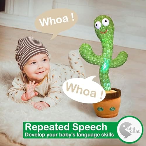 Storio Rechargeable Toys Talking Cactus Baby Toys for Kids Dancing Cactus Toys Can Sing Wriggle & Singing Recording Repeat What You Say Funny Education Toys for Children Playing Home Decor for Kids 5