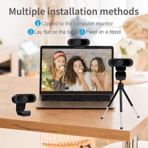 BLACK CROWN Webcam HD 720P, Noise Isolated Microphone with Computer HD stremaing Web cam for Desktop, Laptop with mic with Wide Angle Lens & Large Sensor for Superior Low Light, Optical. (042)(Black) 4
