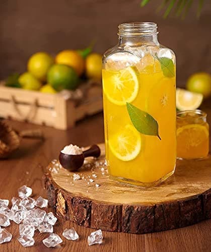 castanea Glass Water Bottle with Leak-Proof Airtight Stainless Steel Lid for Water, Smoothie, Juices - Reusable Travel Glass Drinking Fridge Bottles - 1000ml (2) 6