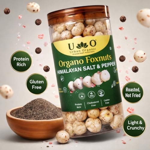 Urban Organic Organo Foxnuts COMBO of 3 Roasted and Flavoured Makhana | Healthy Snack | Namkeen Snacks | Puff Nuts | Gluten Free | Cholesterol Free | Protein Rich | Fiber Rich | With Calcium & Magnesi 4