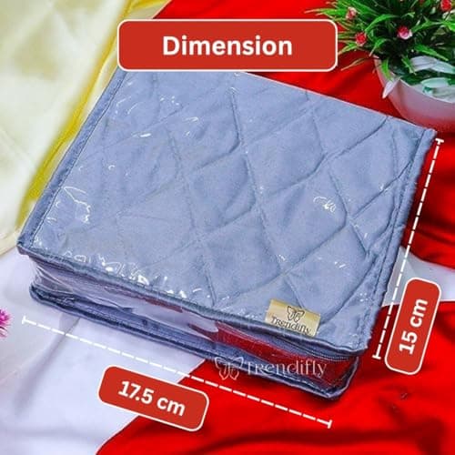 Trendifly Laminated PVC Travel Jewellery Storage Organiser Bags for women Earrings Rings Bracelet With 4 Transparent Pouches 1 Rod For Bangle and Large Cosmetic Makeup Brush (Blue) 2