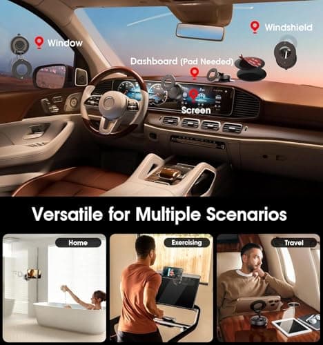 Upgraded 360° Vacuum Magnetic Car Phone Mount, Strong Suction Cup Phone Holder, Hands-Free Mobile Stand for Car Dashboard, Windshield, Gym, Mirror & Shower, Universal Compatible (Pro Black) 3