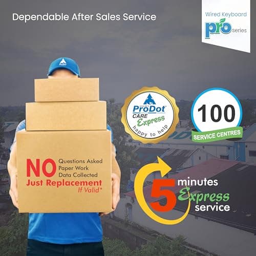 ProDot Choice USB Wired Keyboard I Plug & Play Technology I 104 Keys I 10M Key Life I 1.2m Cable I Rupee Key I Spill Resistant Design I Compatible with Windows, iOS, Linux I 1 Year Warranty 5