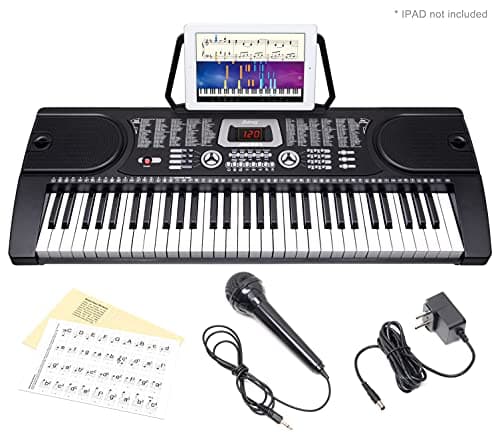 JUAREZ Octavé JRK661 61 Keys Electronic Keyboard Piano with LED Display | Adapter | Key Note Stickers | Mic |Music Sheet Stand | JAK100 Keyboard Bench | JAK200 Piano Keyboard Stand 2