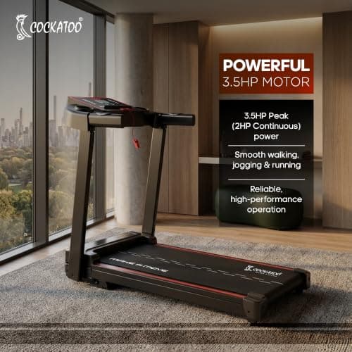 Cockatoo SmartRun3.5 3.5HP Peak DC Motorized Treadmill for Home, with 3 Level Manual Incline, Max Speed 14 Km/Hr, Max User Weight 120Kg,(DIY Installation) 3