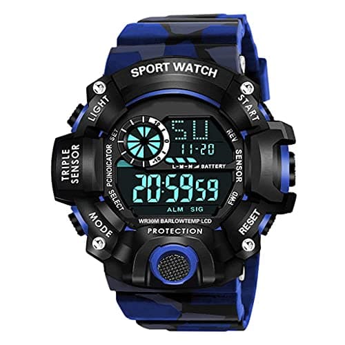 Acnos® Premium Brand - A Digital Watch Shockproof Multi-Functional Automatic Blue Color Army Strap Waterproof Digital Sports Watch for Men's Kids Watch for Boys for Men Pack of 1