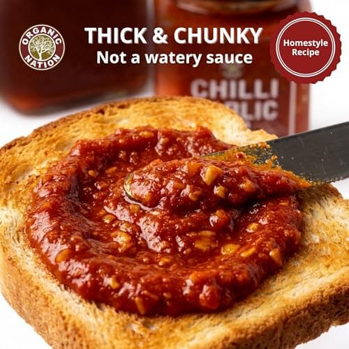 ORGANIC NATION Flavorful Chilli Garlic Dip - Gourmet Chilli Sauce with Rich Garlic & Aromatic Spices, Spicy Chili Crisp - Perfect for Dipping, Cooking, and Marinades, No Preservatives - 260g 4