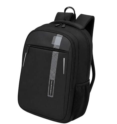 Black Laptop Backpack for College, Work and Travel, with Side Mesh Pocket and Padded Shoulder Straps