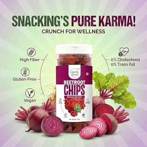 Beetroot Chips Masala Flavor | Healthy Baked Vegetable Chips | Healthy Gluten Free Snack | High Fiber & Low Cholesterol Veg Chips | No Added Preservatives | Crispy Beetroot Snacks for Kids & Adults |  4