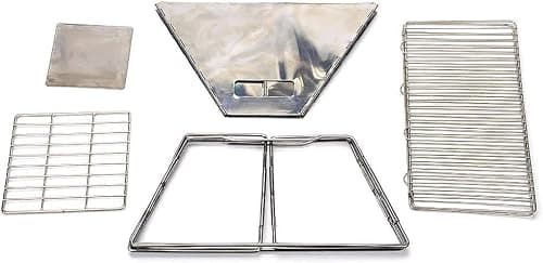Qebham Grill Medium: Original Folding Charcoal Bbq Grill Stainless Steel With Carrying Bag For Backpacking Included, Hiking Travel Picnic Bbq, Free Standing 5