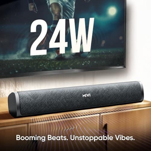 Mivi Fort S24 Bluetooth Speaker Soundbar with 24W Powerful Sound, 2.0 Channel Speaker, Multiple Connectivity Modes, Portable Speaker, Made in India Soundbar 3
