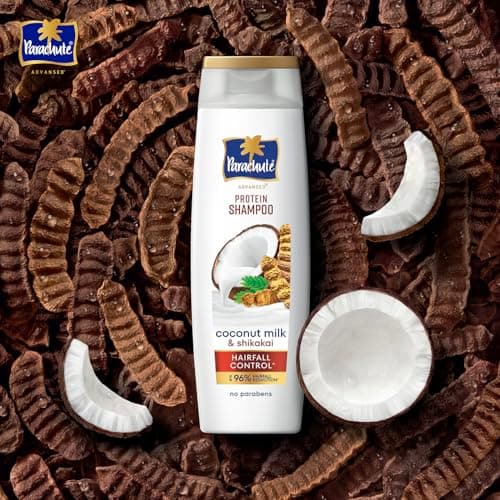 Parachute Advansed Protein Shampoo with Coconut Milk & Shikakai | Up to 96% Hair Fall Reduction & up to 23X Hair Fall Control | Protein Lock Technology | Paraben free | For Men & Women | 340ml 2