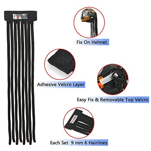 Grandbiker Polyester Universal Design Predator Dreadlocks/Add-On Hair Attachment for Rider Helmet, Black and Neon 6 mm predator with 24 hair length ( Helmet not incluted) 2