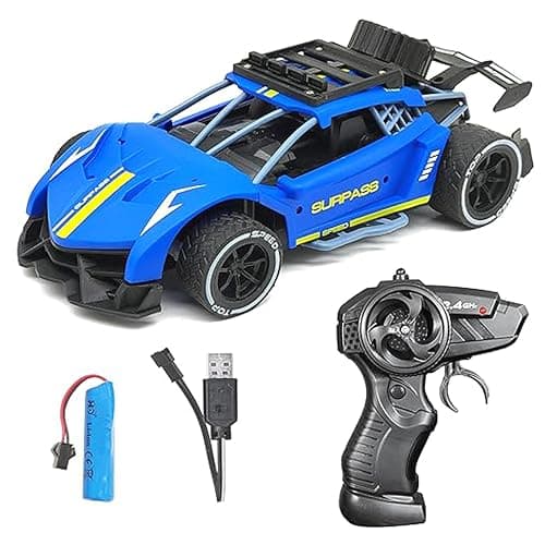 PARTEET Remote Control Racing Car Toy for Kids with 2.4 GHz Long Range|High Speed- 1:16 Scale Joystick RC Sports Vehicle, Rechargeable Battery|Ages 3 Years and Up (Blue)