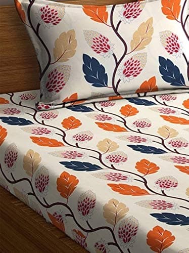 Fashion String 144 TC Microfibre Orange Single Bedsheet with 1 Pillow Cover 2