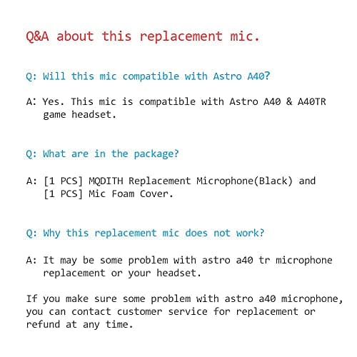 MQDITH Replacement Microphone for Astro A40 TR Gaming Headset(Black) 5