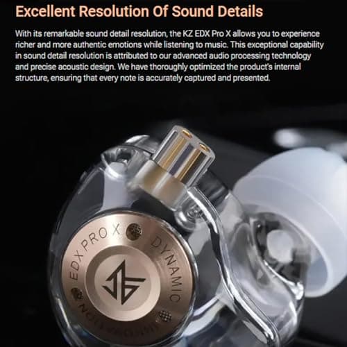 KZ EDX PRO X Earphone Wired in Ear Monitor, New 10mm Super-Linear Dynamic Driver IEM, Deep and Powerful Bass, Immersive Audio Experience, HD Calling with 2Pin Detachable Cable 4