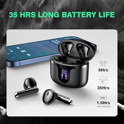 TAGRY Wireless Earbuds Bluetooth 5.3 LED Display with ENC Mic,40H Playtime Bluetooth Ear Phones in Ear Deep Bass Stereo Sound,Mini Ear Buds IP6 Waterproof,Touch Control for Work Sport 4