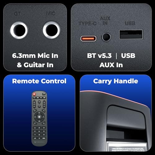 Zebronics 2026 Launch 120W Portable Party Speaker, Dual 13.33cm Drivers, Upto 7hrs Playback, Wireless Mic, TWS Function, 9 RGB Modes, BTv5.3, USB & AUX, Rapid Charge, Carry Handle (Party FYRE 700) 5