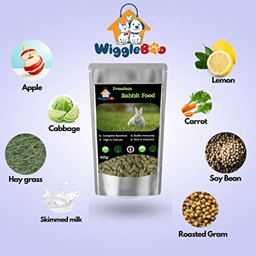 WiggleBoo Rabbit Pellet Food Rich in Vitamins D, Minerals,Calcium & Healthy Food for All Kinds of Rabbit Every Bite Have Nutrition (450gm) 4