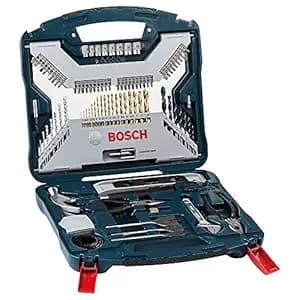 Bosch Professional Drill Bits And Screwdriver Bits Set, 103-Piece, Xline Blue, Masonry+Hss-Tin Metal+Wood Drill Bits, Screwdriver Bits, Countersink Bits, Holesaws And Spirit Level