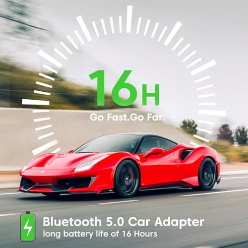 Sounce Bluetooth 5.0 Receiver for Car, Noise Cancelling AUX Adapter, Bluetooth Music Receiver for Home Stereo/Wired Headphones/Hands-Free Call, 16H Battery Life 4