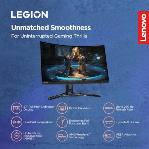 Lenovo Legion R27fc-30, 27 Inch (68.58cm), FHD 1920x1080, 240Hz, Black, 0.5ms, AMD FreeSync, NVIDIA G-Sync, 99% sRGB, Speaker, 2xHDMI, 1xDP, Tilt, Swivel, Pivot, Height Adjust Stand Gaming Monitor 2