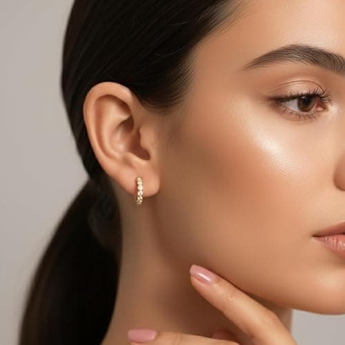 CHARCHILL 925 Silver Yellow Gold Plated CZ Hoop Earrings | Stylish Silver Jewellery | Gift for Girlfriend Wife Women & Girls - MJE908-SLYGCZ 2