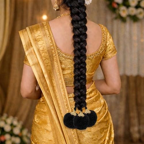 VAMA FASHIONS Traditional Savaram Kuchulu Wedding Jada Gantalu Bridal Black Hair Decoration Jadai Gondalu Bharatanatyam Kuchipudi Kunjalam Jada Kuppulu For Women 2
