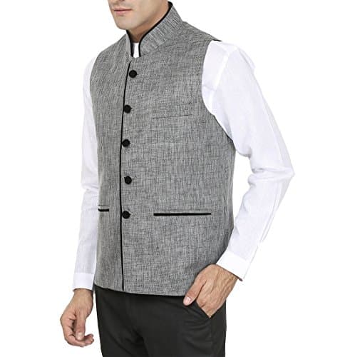 WINTAGE Men's Rayon Bandhgala Festive and Casual Nehru Jacket Waistcoat-Dark Grey 2