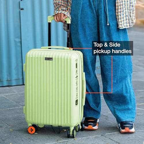Nasher Miles Pondicherry Hard-Sided Polypropylene Check-in Luggage 24 inch | 65cm | 8 Wheels Medium Trolley Bag for Travel | Suitcase (Lime Yellow) 4