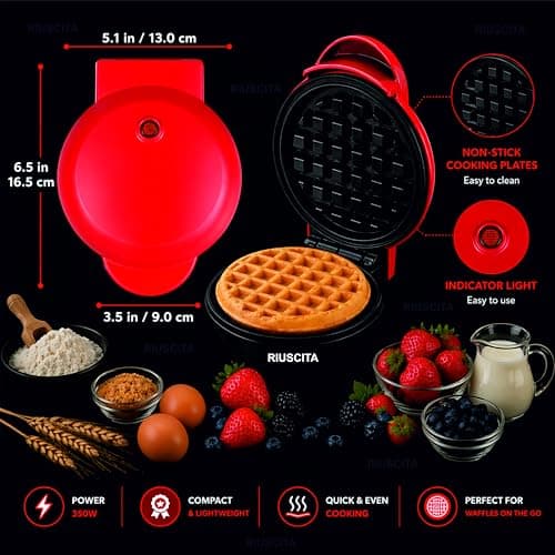 2026 Waffle Maker 3-in-1 Waffle Iron Machine | 4 Inch Non-Stick Waffle Machine for Home | Sandwich, Pancake & Dessert Maker | Breakfast Maker | Easy to Clean Electric Waffle Maker Kitchen Appliance 2
