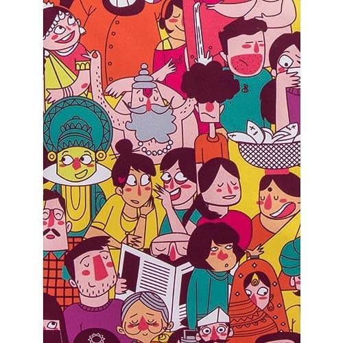 Chumbak Colorful Faces of India Tote Bag – Canvas Shoulder Bag, Ethnic Yellow Print, Stylish, Durable & Roomy for Daily Use 5