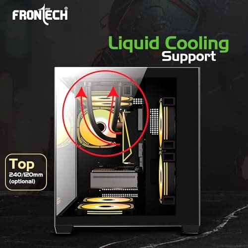Frontech Nebula Gaming Computer Cabinet with ARGB & Tempered Glass | Dust Filter | USB 3.0 & 1.1 | HD Audio (FT-4382) 5