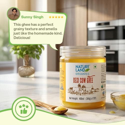 Natureland Organics Premium Cow Ghee 400 Ml - 100% Organic Indian Desi Cow Ghee 5