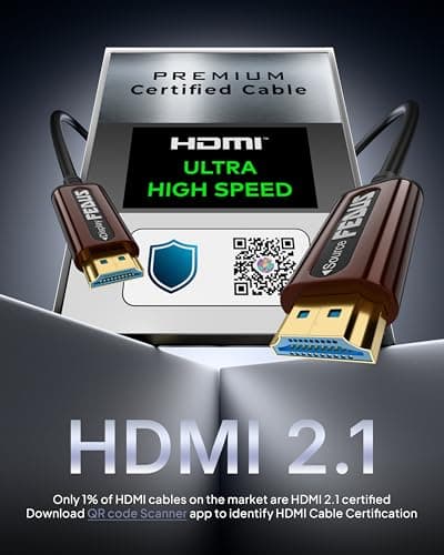 Fedus 1 Meter Certified Premium 8K High-Speed Hdmi Cable (8K60Hz & 4K120Hz Nylon Braided Hdmi Cables Cord 2.1,48Gbps Hdcp 2.2 & 2.3,Hdr 10 Ethernet,Earc,Compatible With Laptop,Pc,Monitor,Tv-Black 2