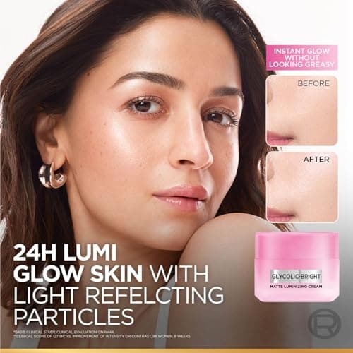L’Oréal Paris Glycolic Bright Matte Luminizing Cream, Instant Glow Booster, Fades Dark spots, 15ml 2
