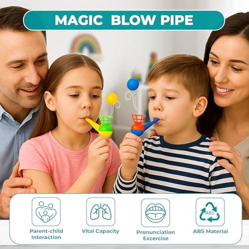Ratna's Magic Blow Pipe Set of 2 Floating Ball Creative Magic Blowing Ball Toy Party Game for Kids & Adults 3