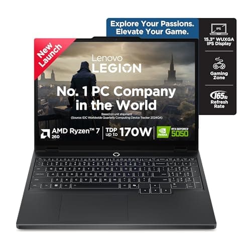 Lenovo Legion 5 2025 AMD Ryzen 7 260 | NVIDIA RTX 5050 8GB (16GB RAM/1TB SSD/WUXGA IPS/165Hz/15(39.6cm)/Windows 11/Office 2024+AI Now/Black/2.5Kg), 83M00073IN AI Powered Gaming Laptop