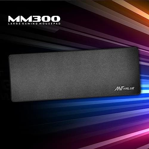 Ant Value MM300 Large Gaming Mouse Pad – Waterproof Cloth Surface with Anti-Fray Stitched Edges, Non-Slip Rubber Base, Extended Size for Gaming & Office Desk Setup – Black 2