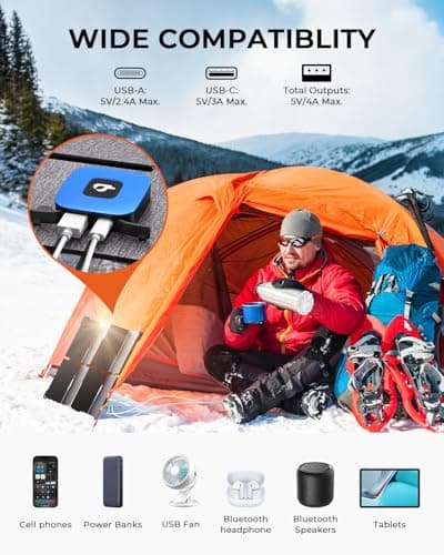 [Pocket-Size] BigBlue Lightweight 25W Solar Panel Charger, Portable Solar Charger with USB-A and USB-C, IP68 Waterproof Solar Panel for Backpacking Compatible with Cellphones, Tablets, Power Bank etc 3