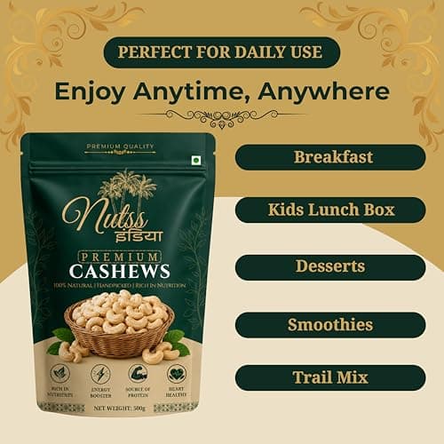 Nutss India Cashew Nuts Whole 500g | Premium W210 Kaju | Deluxe Size Cashews | Protein Rich Healthy Snack | Fresh & Crunchy Dry Fruits 3