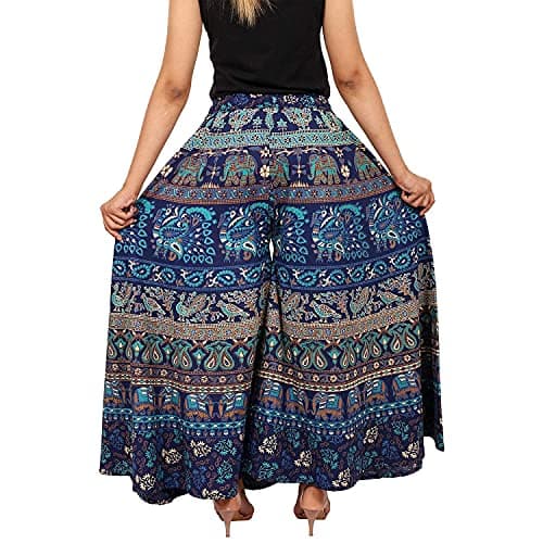 Modern Kart Women's Soft Relaxed Long Rajasthani Printed Jaipuri Hand Block Pants, Loose Fit Palazzos (XL, Multicolor 5) 2